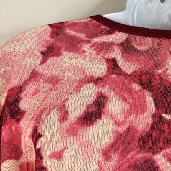 MaxMara Floral Silk/Cashmere V Neck Sweater Top Size S - Picture 9 of 11